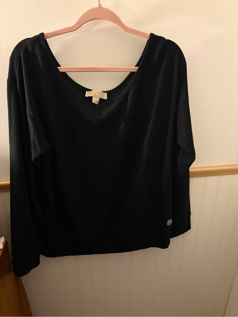 MICHAEL Michael Kors Black Draped Scoop Neck Top Women’s XL
